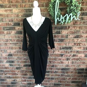 { AMZ } Asymmetrical Ruched Little Black Dress